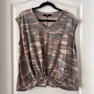 Coin 1804 Tie Front Camouflage Top